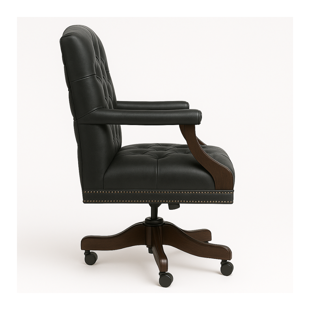 The Mayfair Director’s Swivel Chair in Obsidian Black Leather
