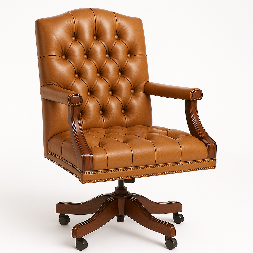 The Mayfair Director’s Swivel Chair in Heritage Saddle Leather
