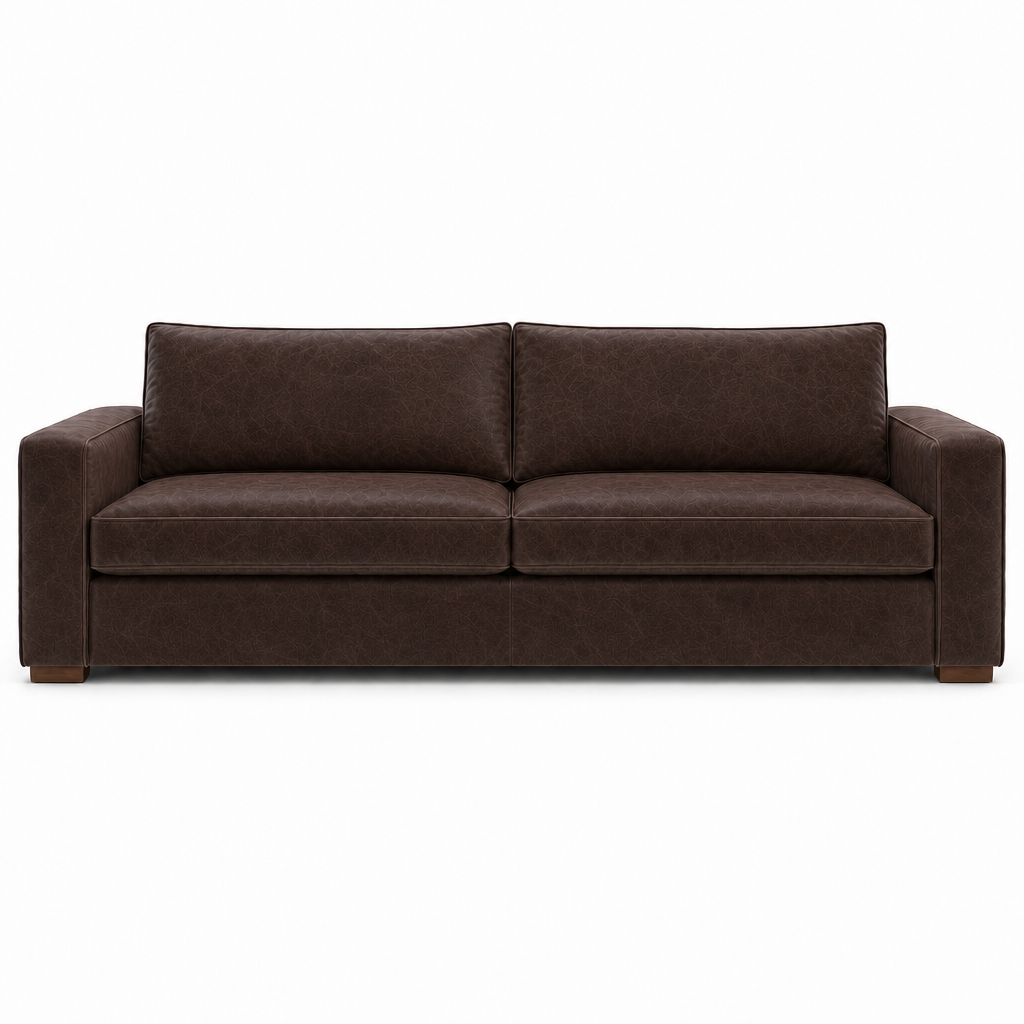 Brown sofa on a white background