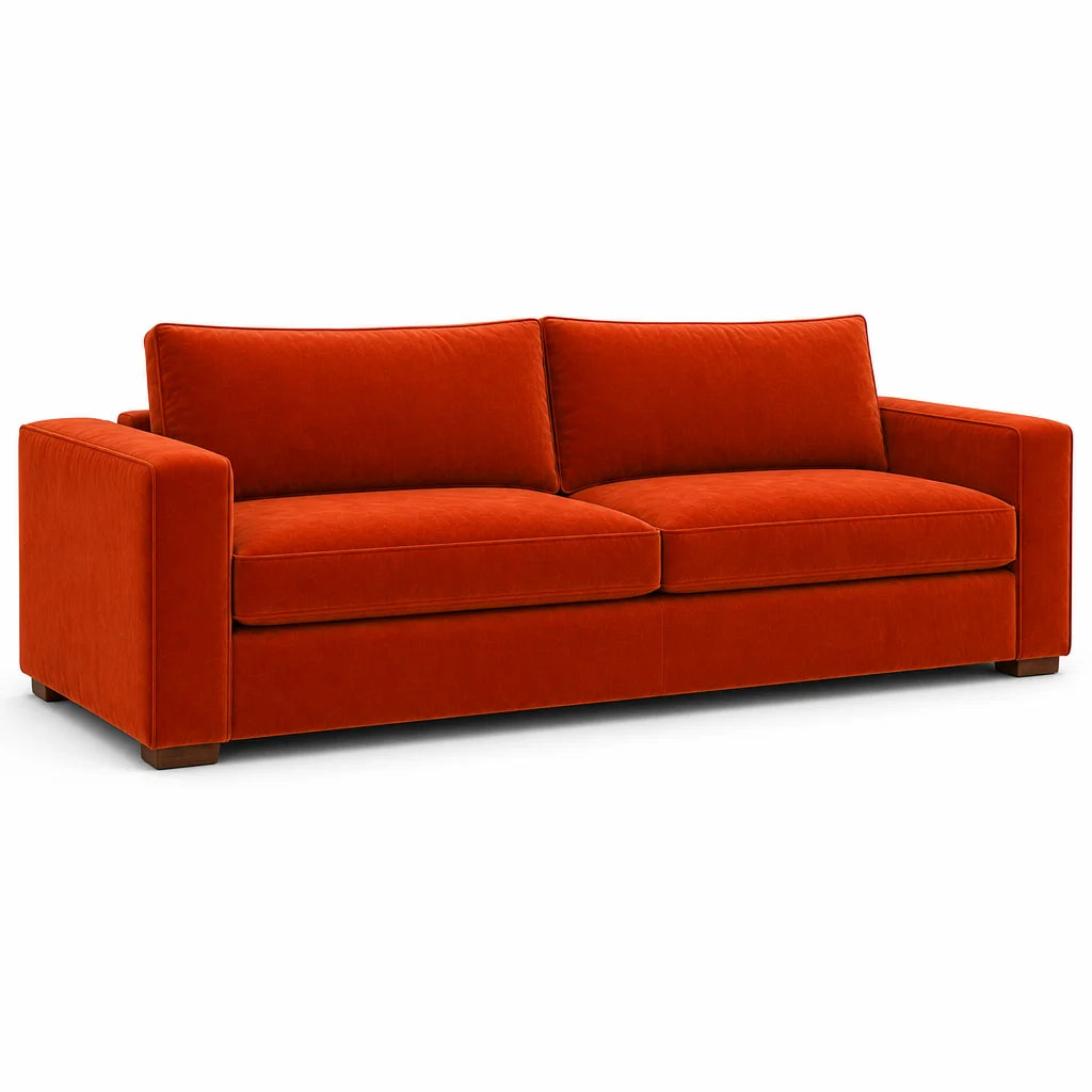 Orange sofa on a white background