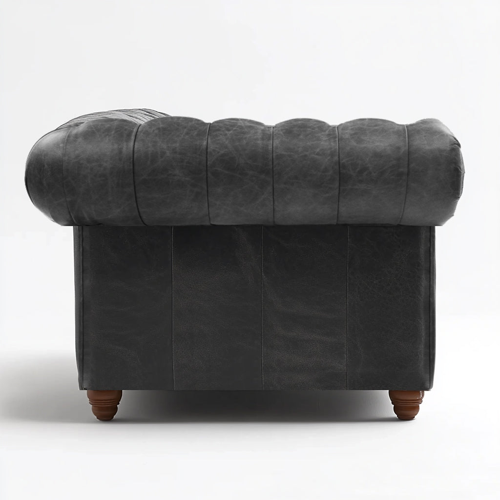 Grosvenor Duke British Made Chesterfield Cracked Wax Pewter