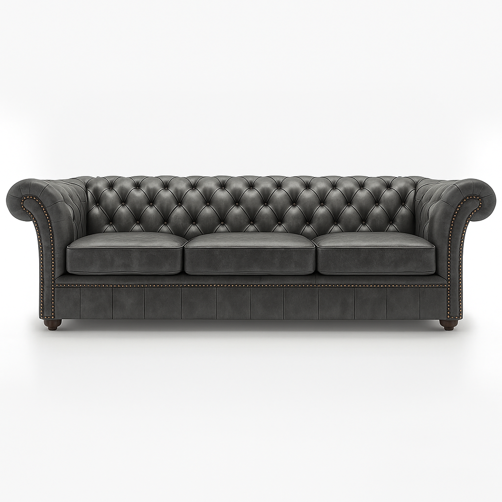 Cambridge Sofa in Thames Fog Ash Grey – Cracked Wax Leather