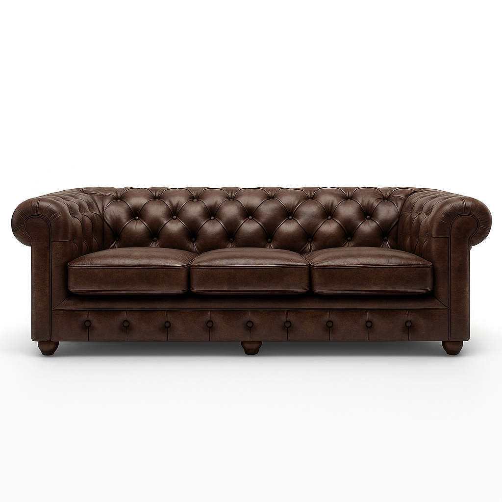 Grosvenor Duke British Made Chesterfield Sofa in Caledonian Espresso Brown – Cracked Wax Leather