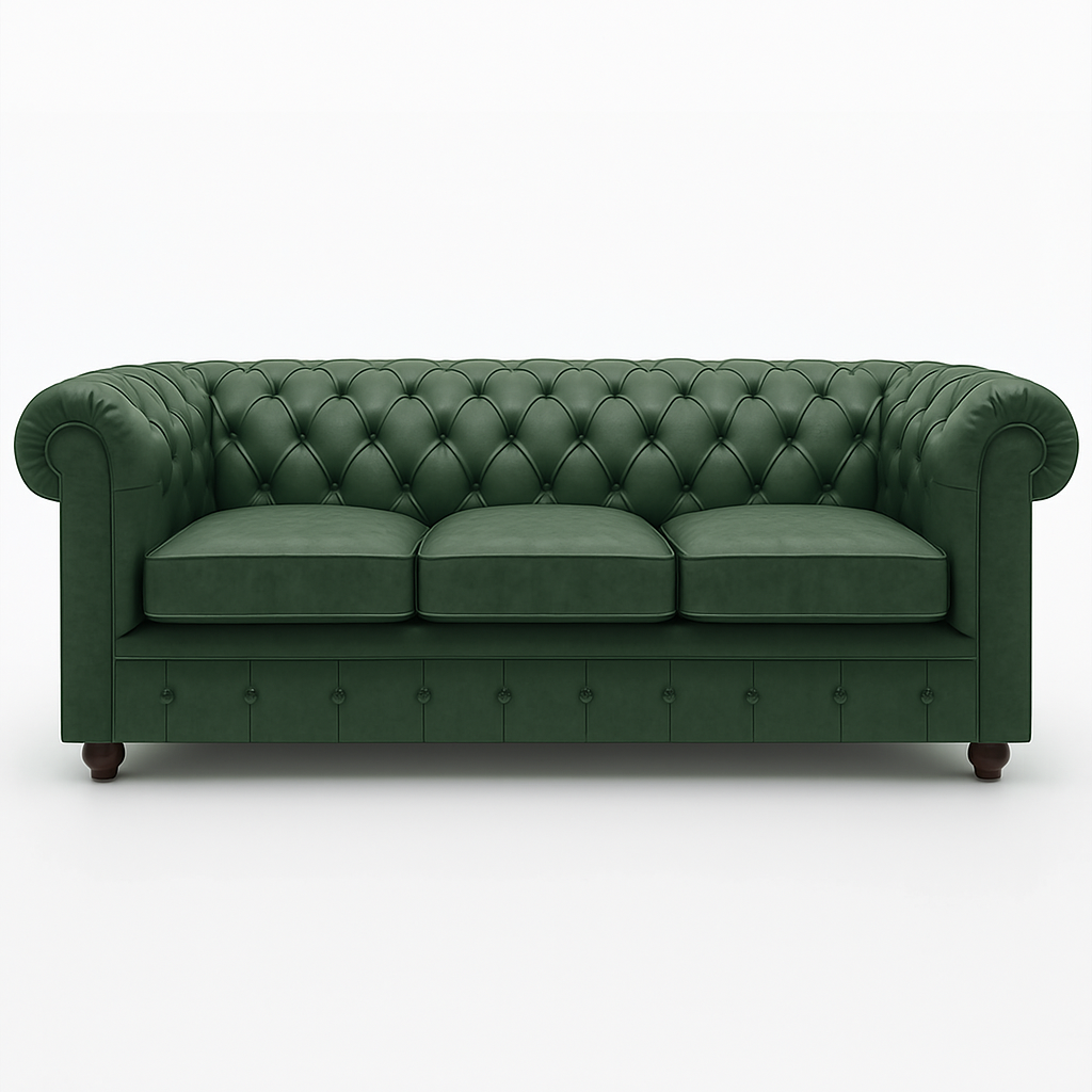 Grosvenor Duke British Made Chesterfield Sofa in Highland Grove Juniper Green – Cracked Wax Leather