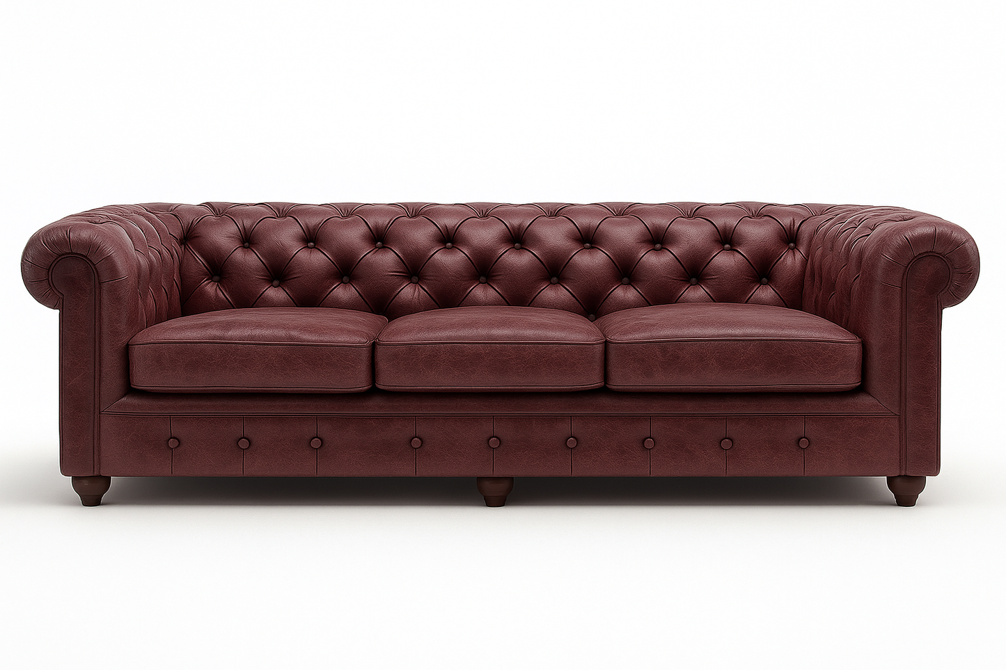 Grosvenor Duke British Made Chesterfield Sofa in Balmoral Mulberry – Cracked Wax Leather