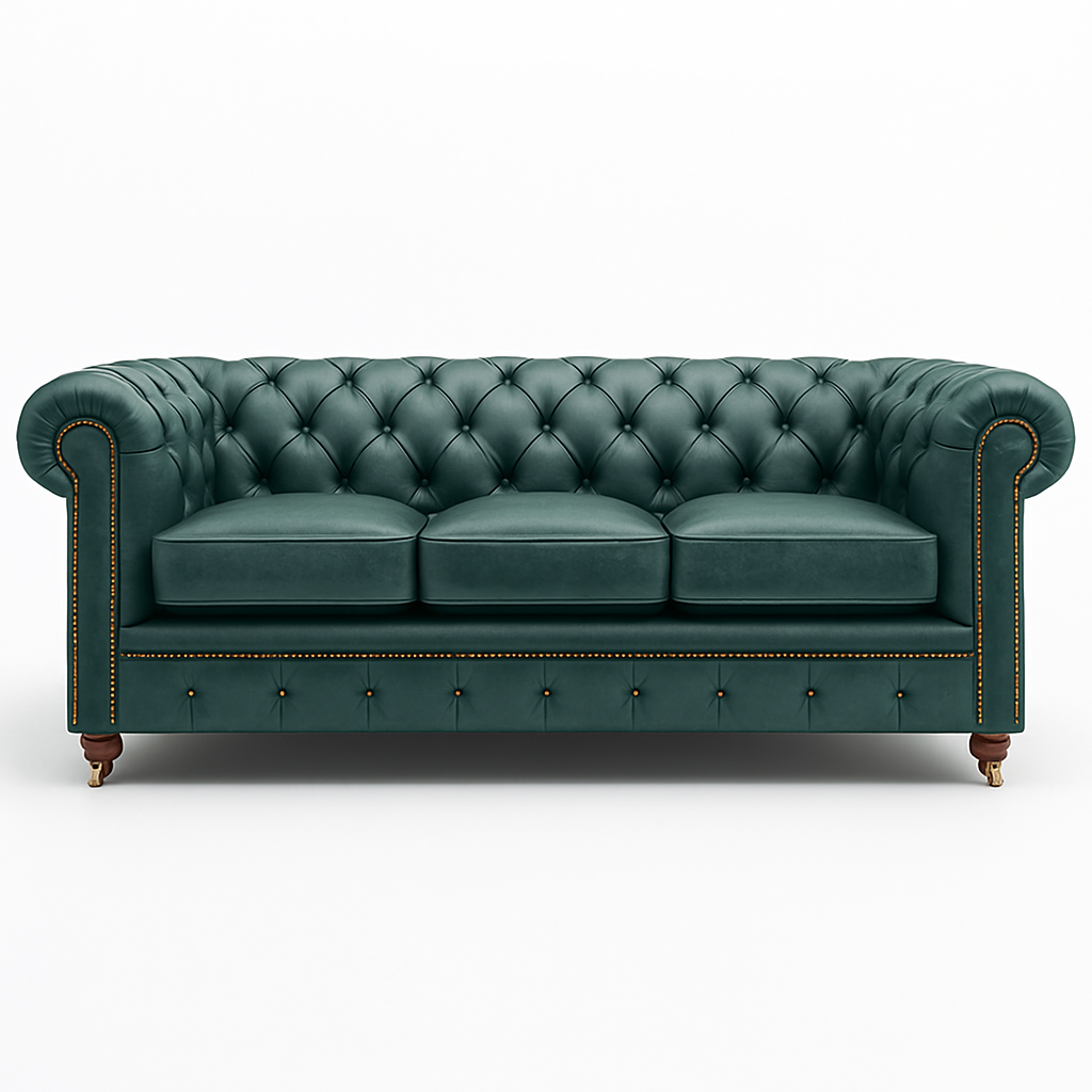 Mayfair Regent British Made Chesterfield in Highland Grove Juniper Green – Cracked Wax Leather