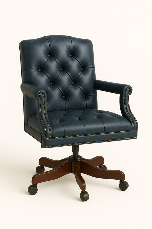 The Mayfair Director’s Swivel Chair in Royal Sapphire Leather