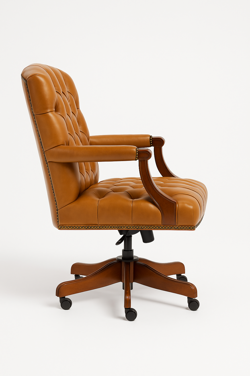 The Mayfair Director’s Swivel Chair in Heritage Saddle Leather