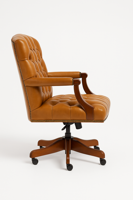The Mayfair Director’s Swivel Chair in Heritage Saddle Leather