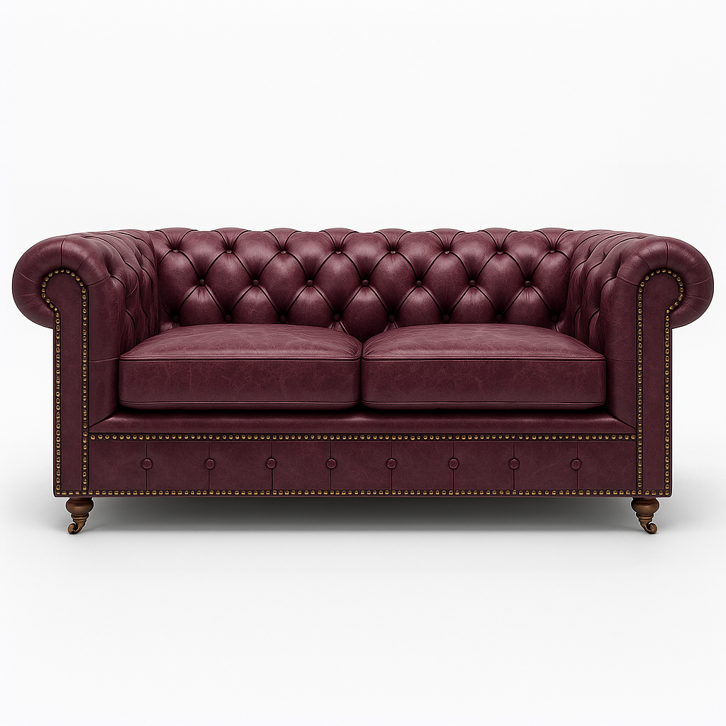 Balmoral Mulberry leather swatch – opulent British berry tone