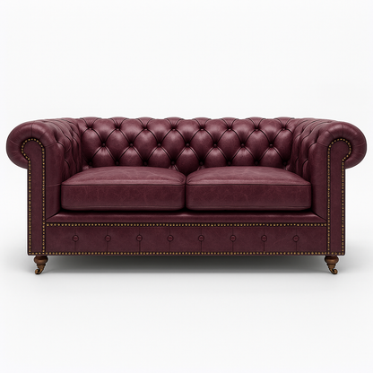 Balmoral Mulberry leather swatch – opulent British berry tone