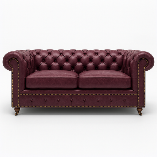 Balmoral Mulberry leather swatch – opulent British berry tone