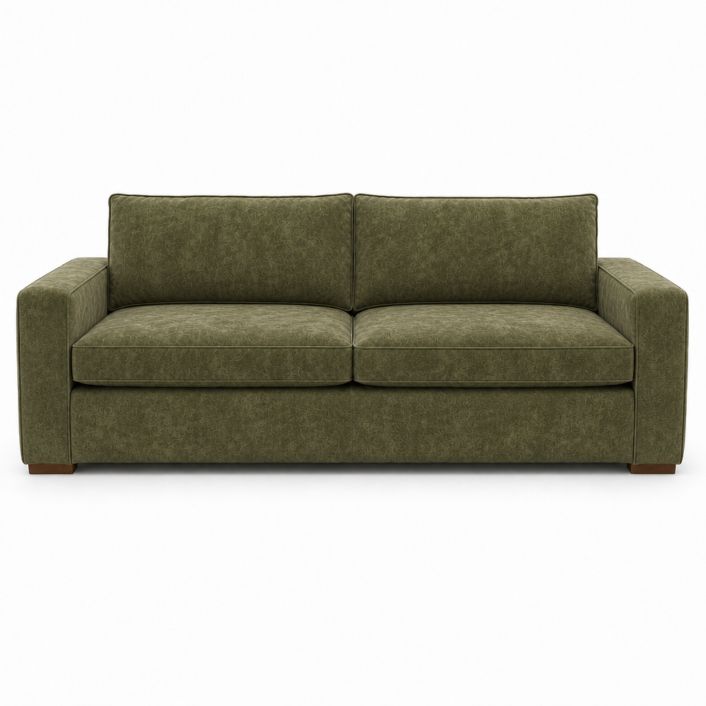 Green textured sofa on a white background