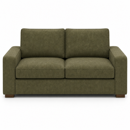 Green velvet  sofa on a white background