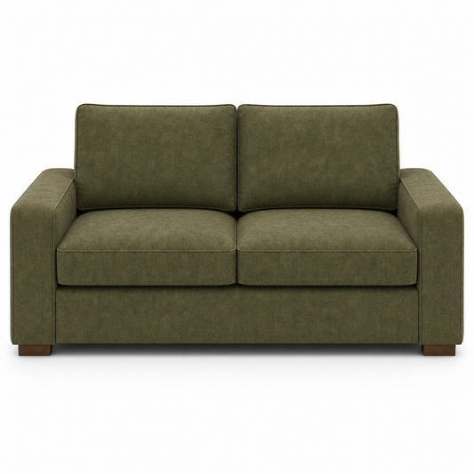 Green velvet  sofa on a white background