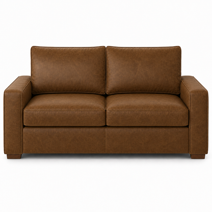 Brown leather sofa on a white background