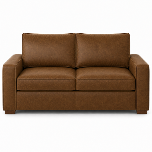 Brown leather sofa on a white background