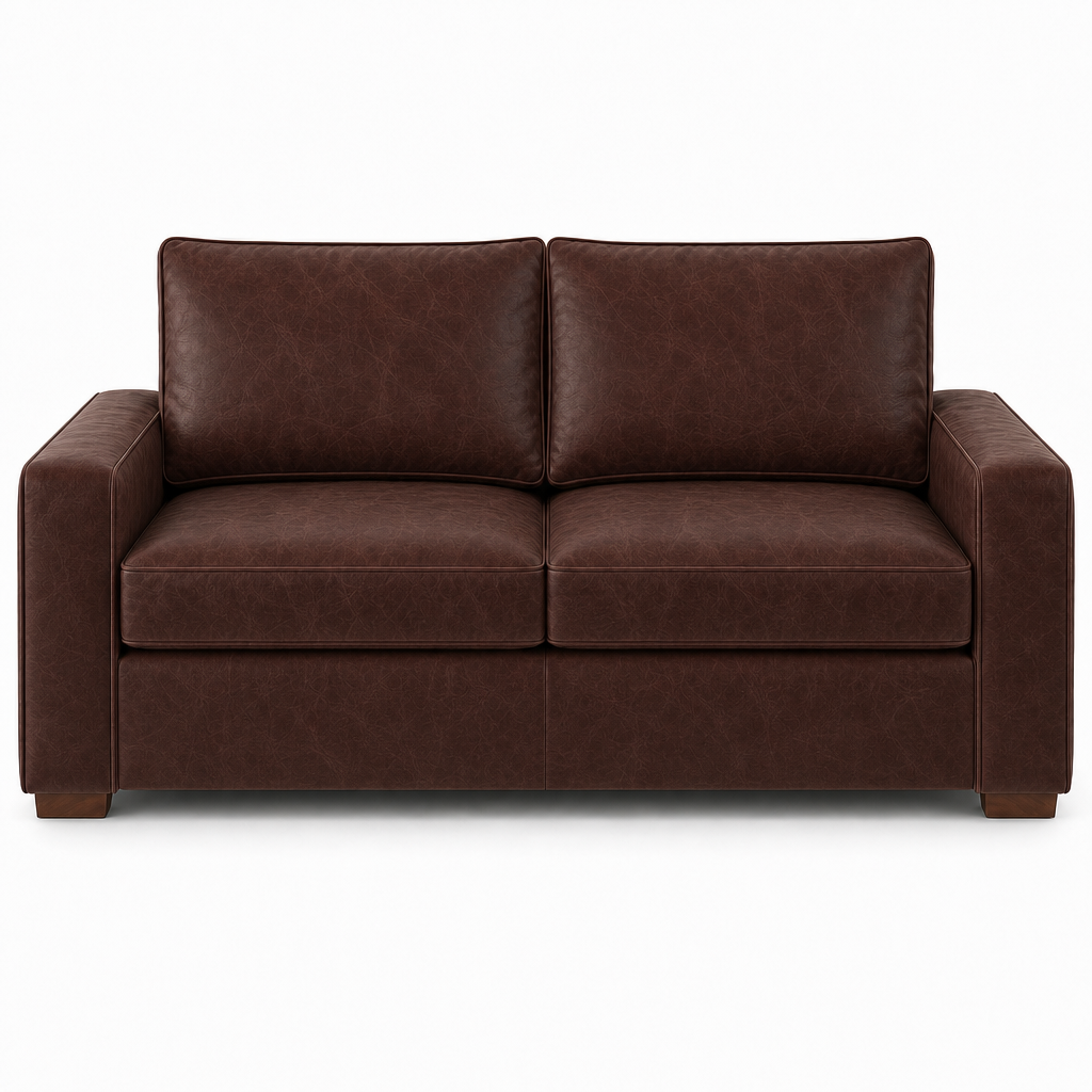 Brown leather sofa on a white background