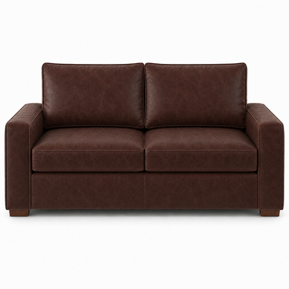 Brown leather sofa on a white background