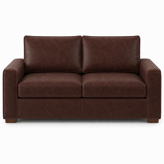 Brown leather sofa on a white background