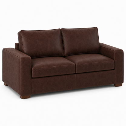 Brown leather sofa on a white background
