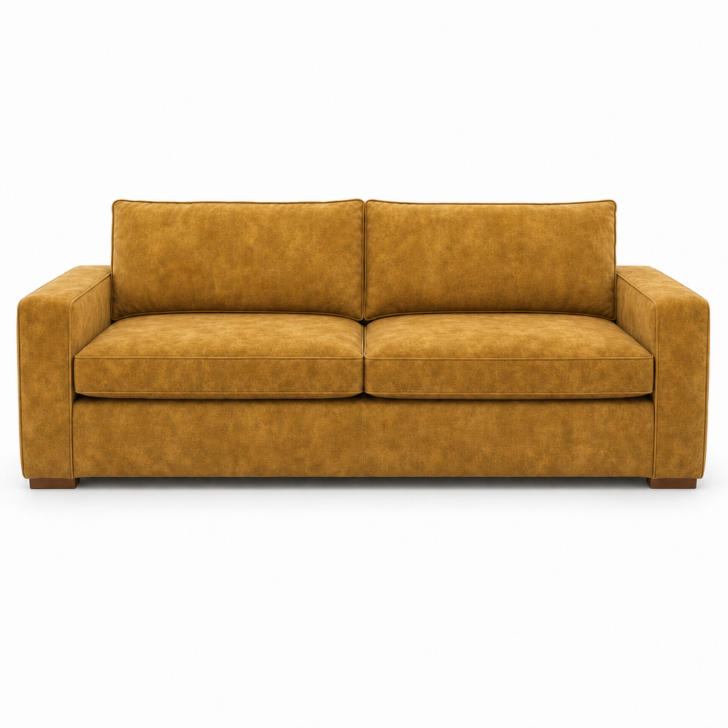 Mustard sofa on a white background