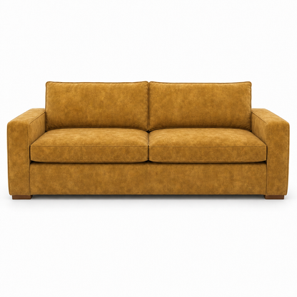 Mustard sofa on a white background