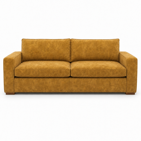 Mustard sofa on a white background