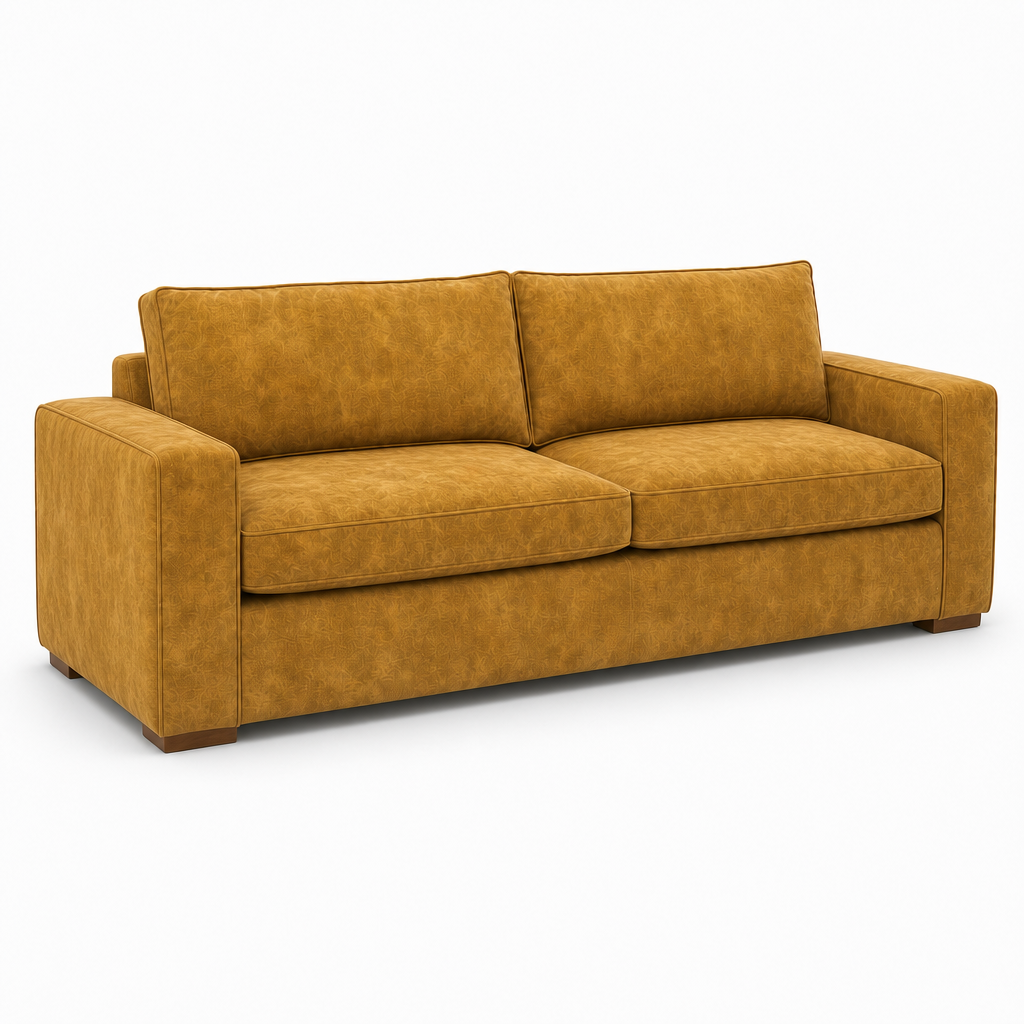 Mustard sofa on a white background