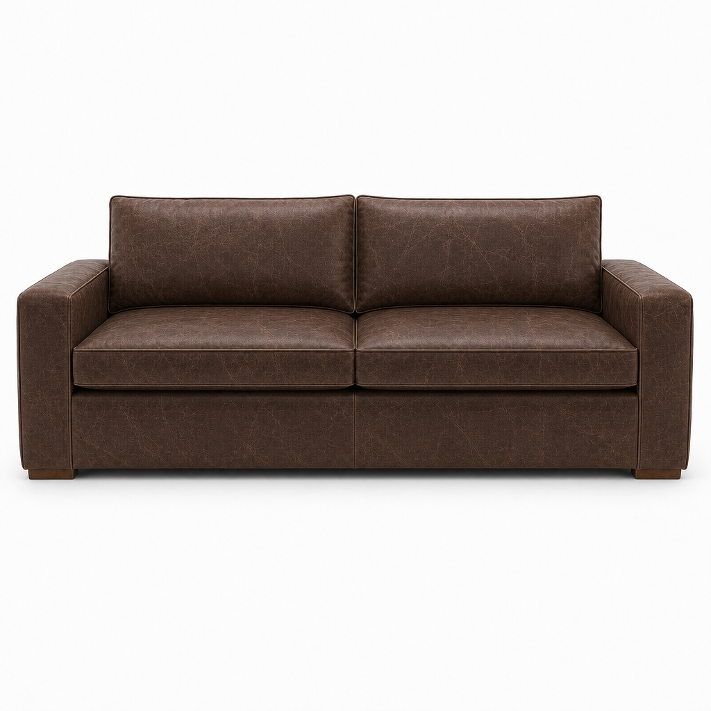 Brown leather sofa on a white background