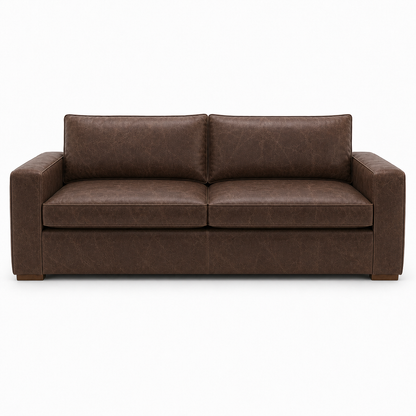 Brown leather sofa on a white background
