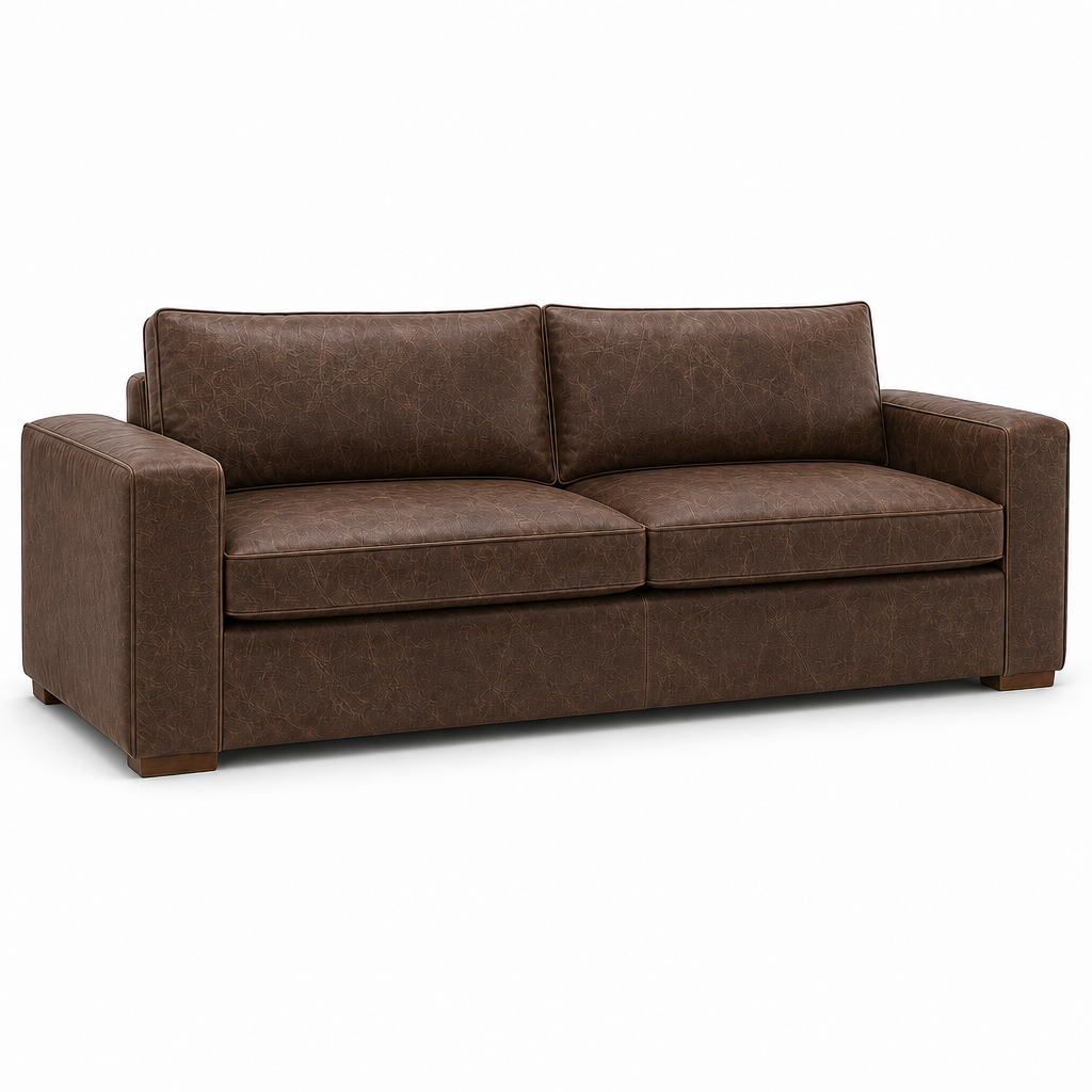 Brown sofa on a white background