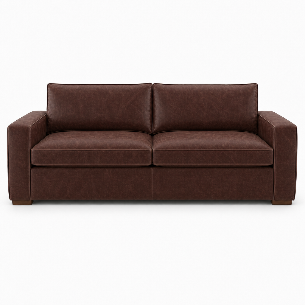Brown sofa on a white background