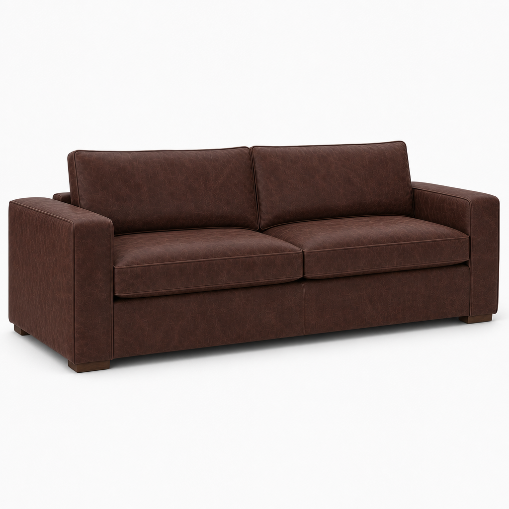 Brown sofa on a white background