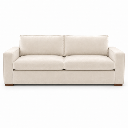 cream velvet sofa on a white background