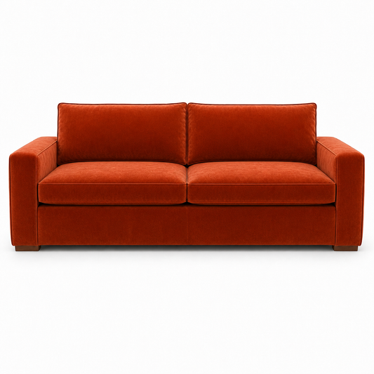 Orange sofa on a white background