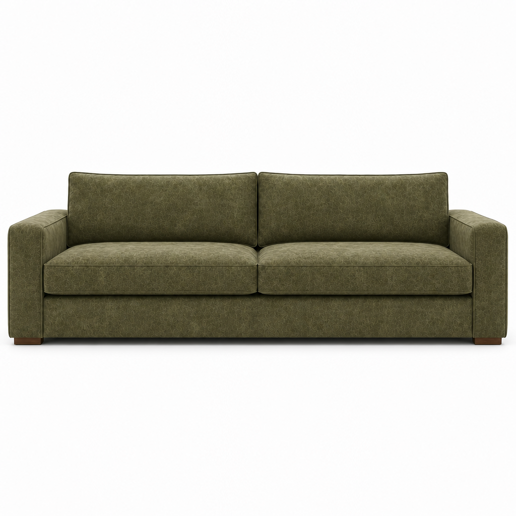 Green textured sofa on a white background