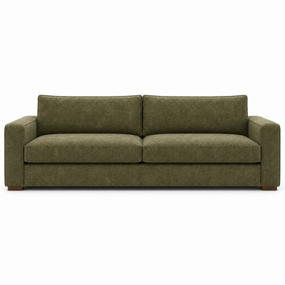 Green textured sofa on a white background