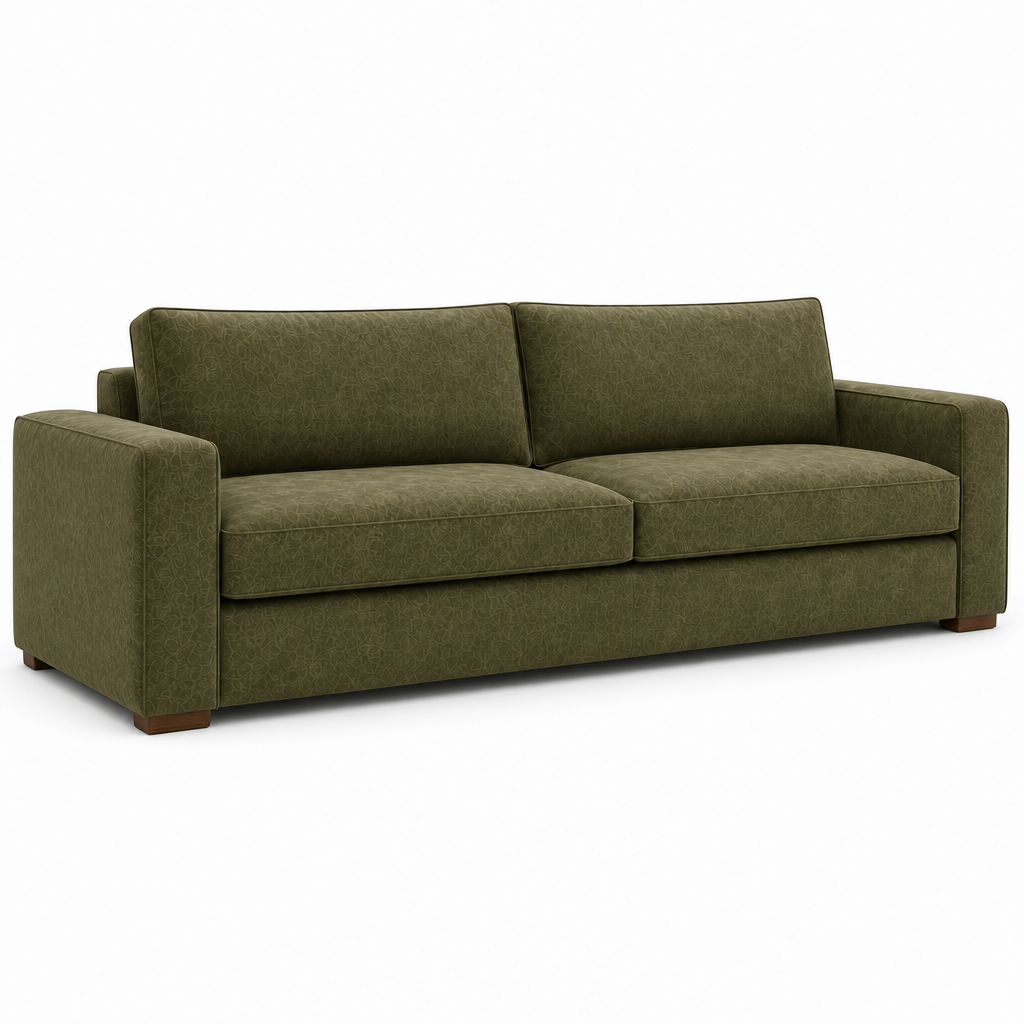 Green textured sofa on a white background