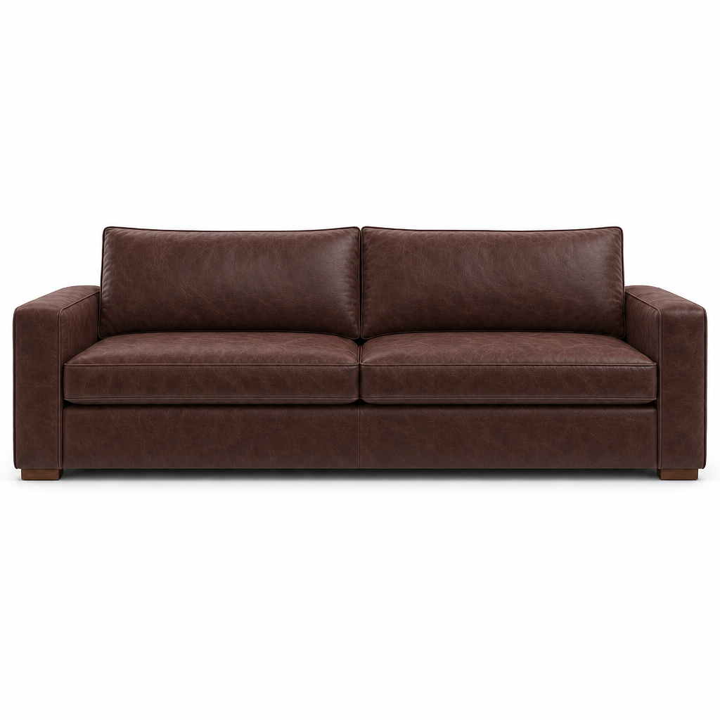 Brown leather sofa on a white background