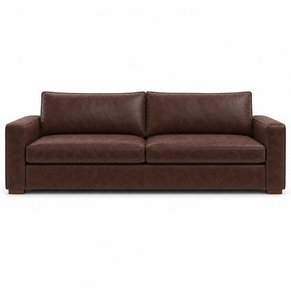 Brown leather sofa on a white background