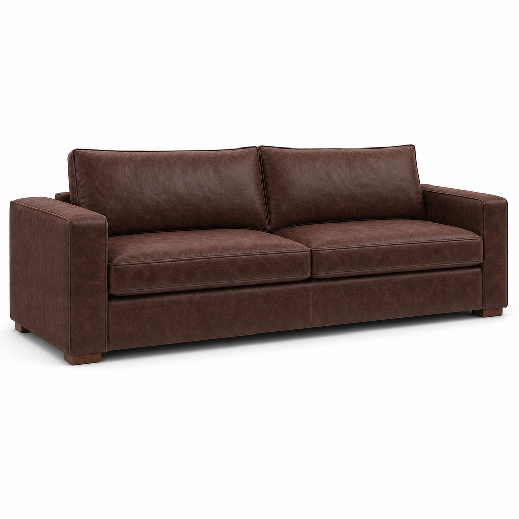 Brown sofa on a white background