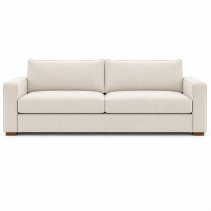 cream velvet sofa on a white background