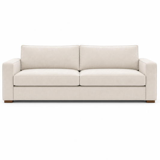 cream velvet sofa on a white background