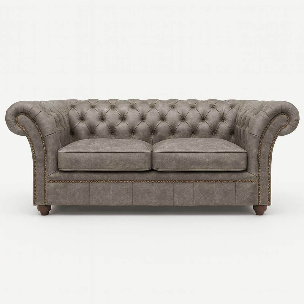 Cambridge Sofa in Thames Fog Ash Grey – Cracked Wax Leather