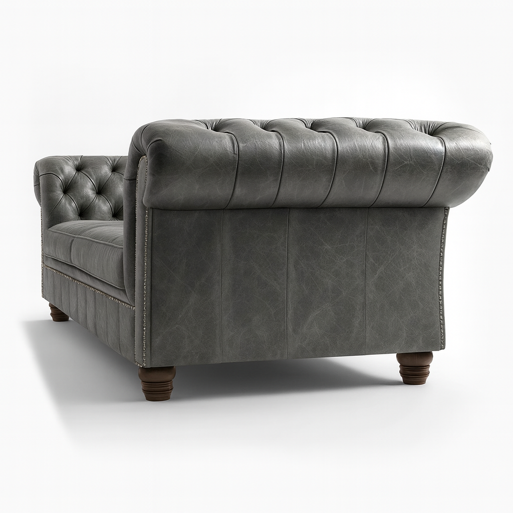 Cambridge Sofa in Thames Fog Ash Grey – Cracked Wax Leather