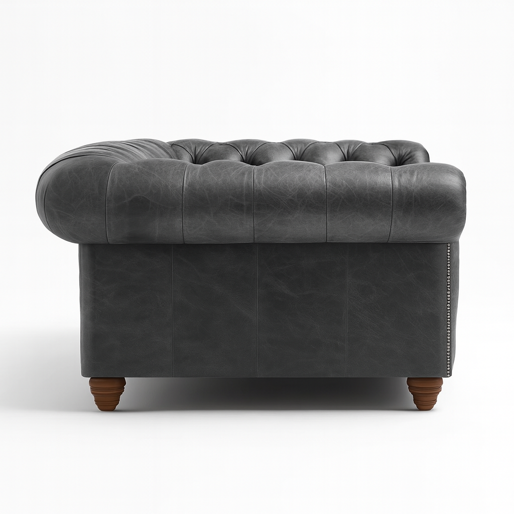 Cambridge Sofa in Thames Fog Ash Grey – Cracked Wax Leather