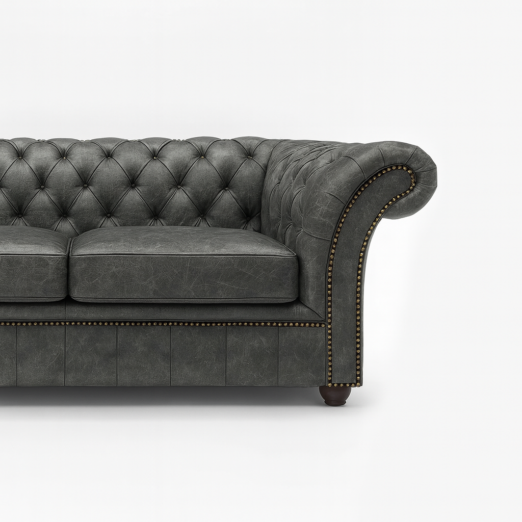 Cambridge Sofa in Thames Fog Ash Grey – Cracked Wax Leather