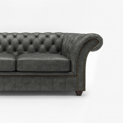 Cambridge Sofa in Thames Fog Ash Grey – Cracked Wax Leather