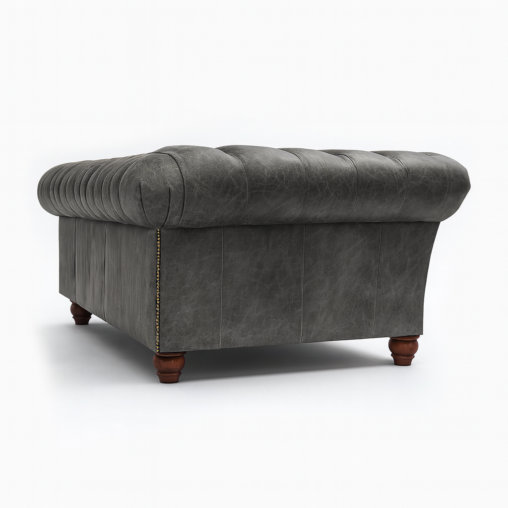 Cambridge Sofa in Thames Fog Ash Grey – Cracked Wax Leather